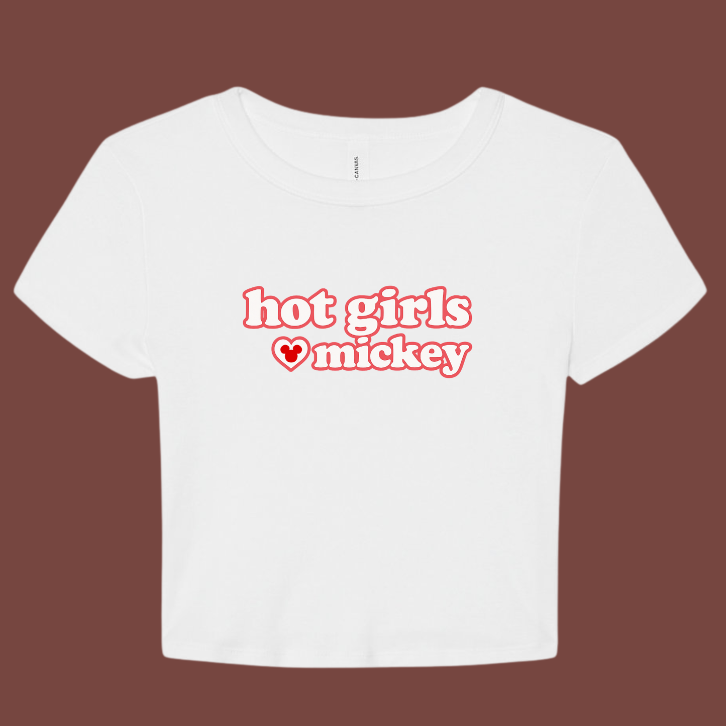 Hot Girls Love Mickey Baby Tee- White