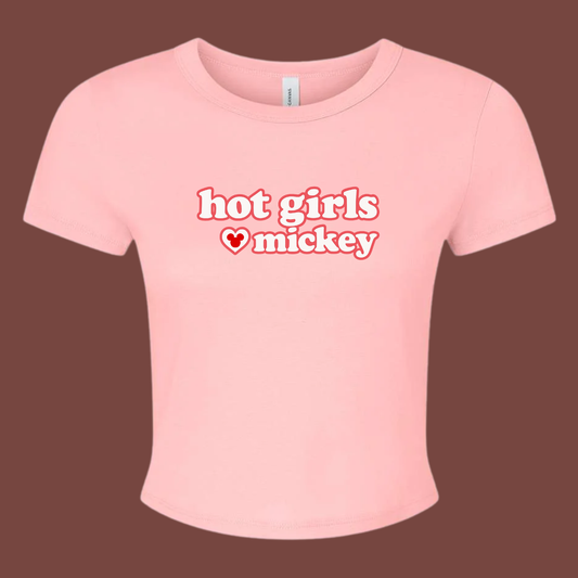 Hot Girls Love Mickey Baby Tee- Pink