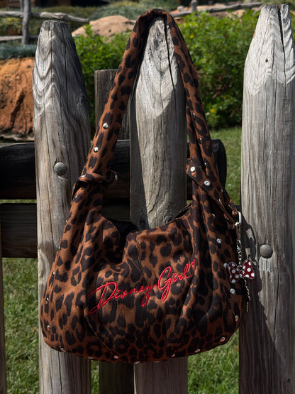 It Girl Leopard Studded Shoulder Bag
