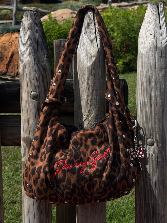 It Girl Leopard Studded Shoulder Bag